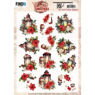 CD12358 3D Cutting Sheet - Yvonne Ceations - Floral Christmas- Floral lantern