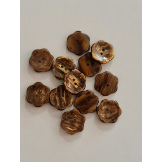 Knopen 20mm bruin bloem glitter glans 2 gaats knoop