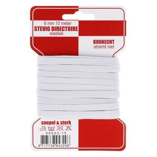 Rode kaart elastiek 6mm Wit 10m