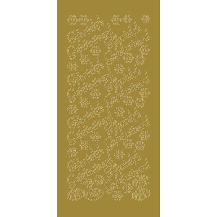 Sticker hartelijk gefeliciteerd groot goud