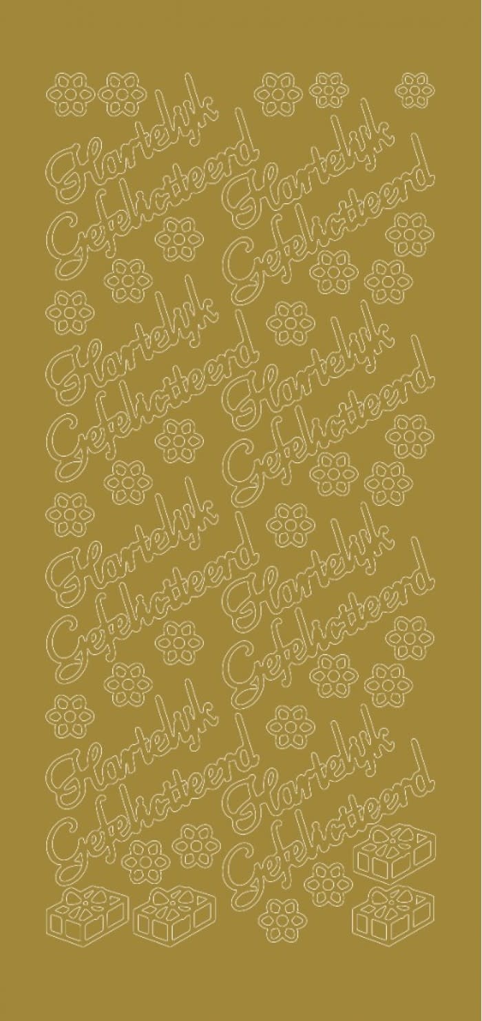 Sticker hartelijk gefeliciteerd groot goud