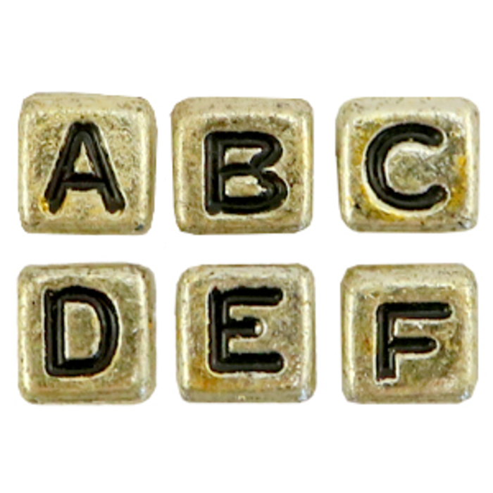 Gouden letterkralen vierkant acryl mix zakje 50st