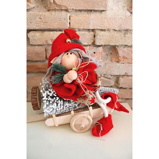 Dekostof snowflakes, red 50x68cm