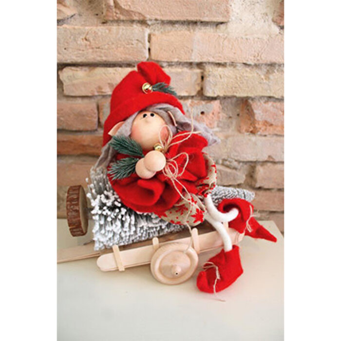 Dekostof snowflakes, red 50x68cm