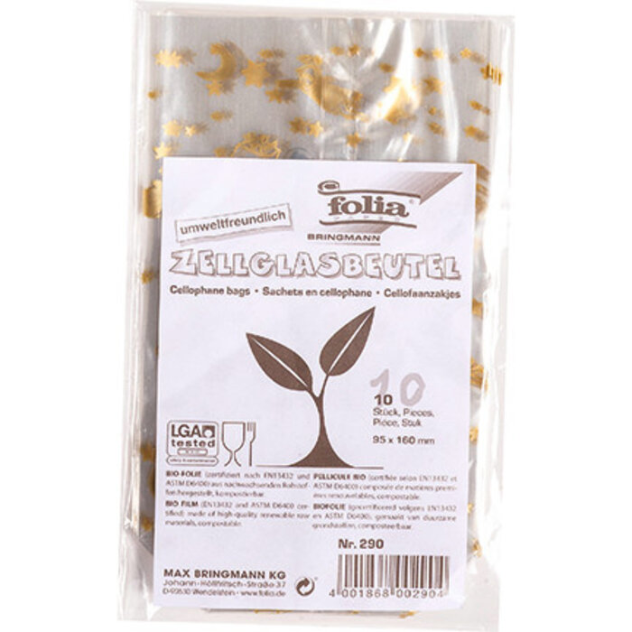 Cellofaan zakje S, Christmas 10pcs / 95x160mm