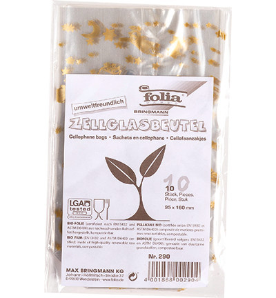 Cellofaan zakje S, Christmas 10pcs / 95x160mm