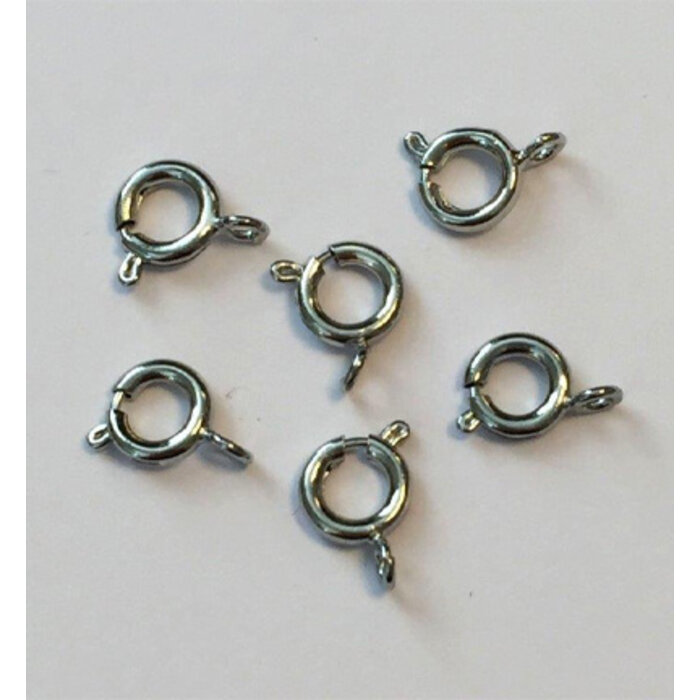 Spring clasp premium quality 7mm platinum 6st in zakje