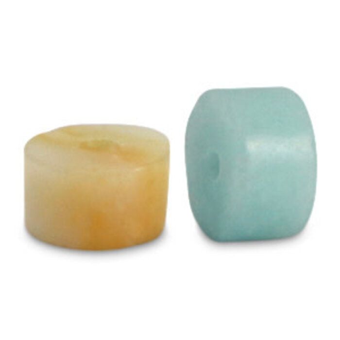 Natuursteen kralen chalcedoon (kwarts) disc 6x3mm Multicolour turquoise-off white