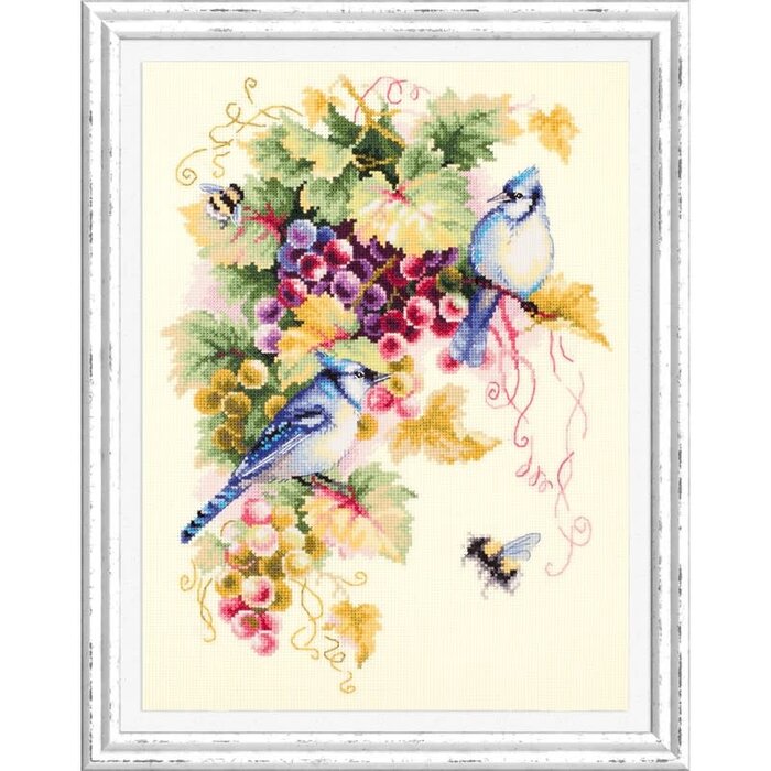 Borduurpakket Blue Jay and Grapes - Magic Needle