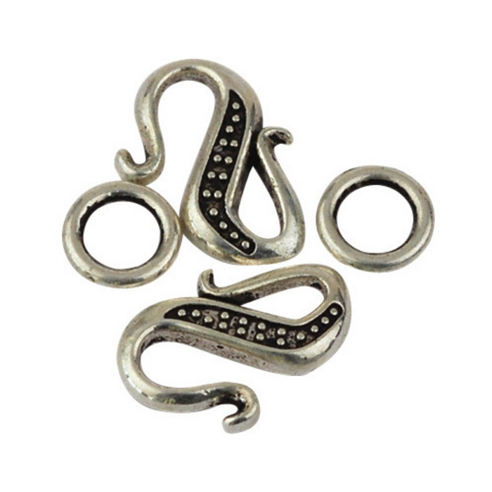 Clasp, platinum, 2 sets/ box zilver