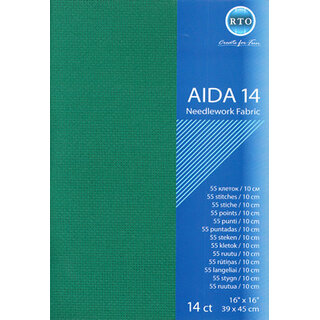 BORDUURSTOF AIDA 14 COUNT - GREEN - RTO