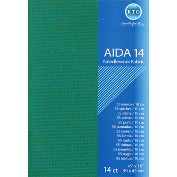BORDUURSTOF AIDA 14 COUNT - GREEN - RTO