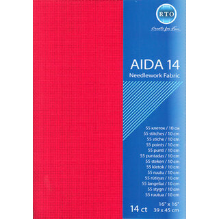 BORDUURSTOF AIDA 14 COUNT - RED - RTO