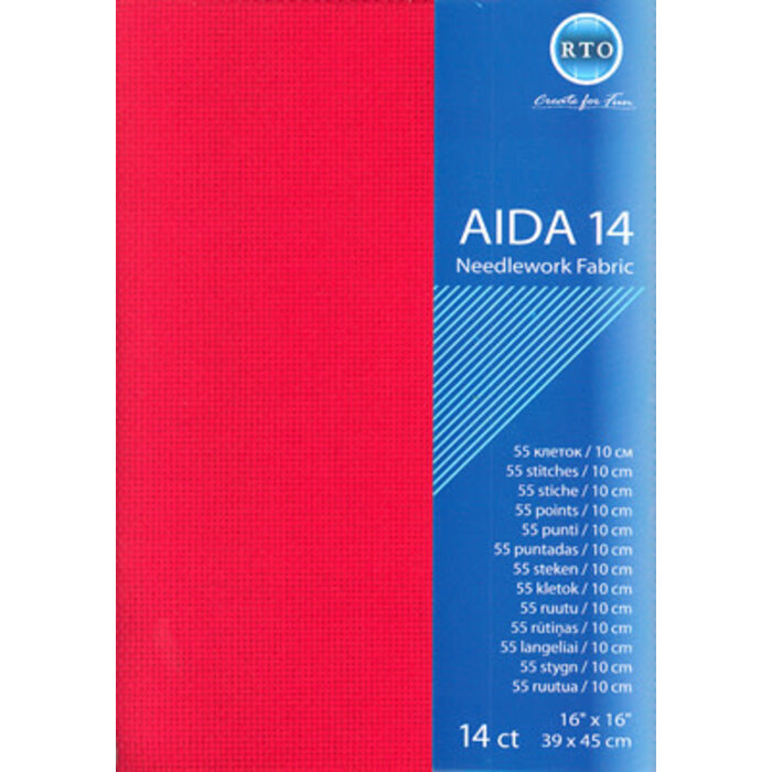 BORDUURSTOF AIDA 14 COUNT - RED - RTO