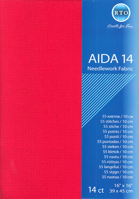 BORDUURSTOF AIDA 14 COUNT - RED - RTO
