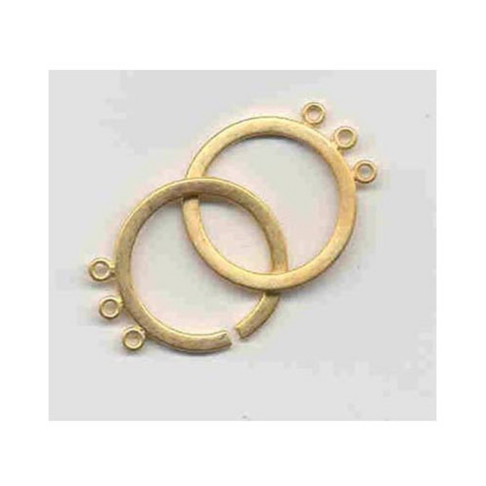 Metal Ring, goud (mat) 1 open & 1 dicht 3 oogjes, 20mm