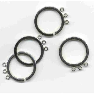 Metal Ring, zilver (mat) 1 open & 1 dicht 3 oogjes, 20mm
