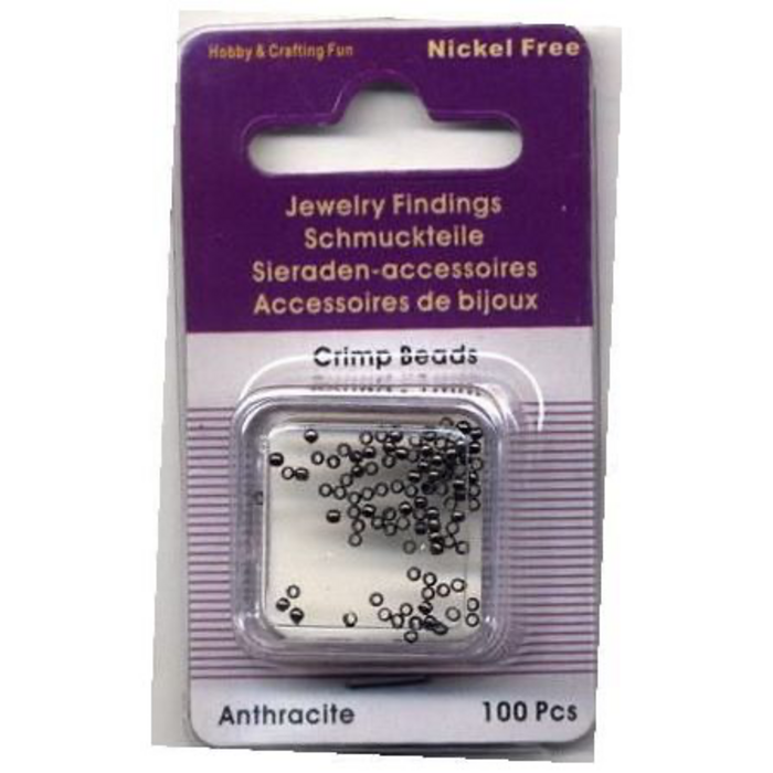 Doosje knijpkralen 1mm 100st antraciet