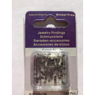 Doosje knijpkralen (100) antraciet  2x1.5mm