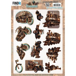 3D Cutting Sheet - knipvel Berries Beauties - Steampunk - Vehicles