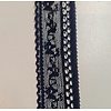 Kant donker blauw bloemetje 30mm per meter (elastisch)