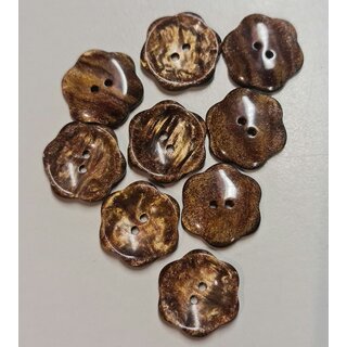 Knoop parelmoer bloem 20mm bruin glitter