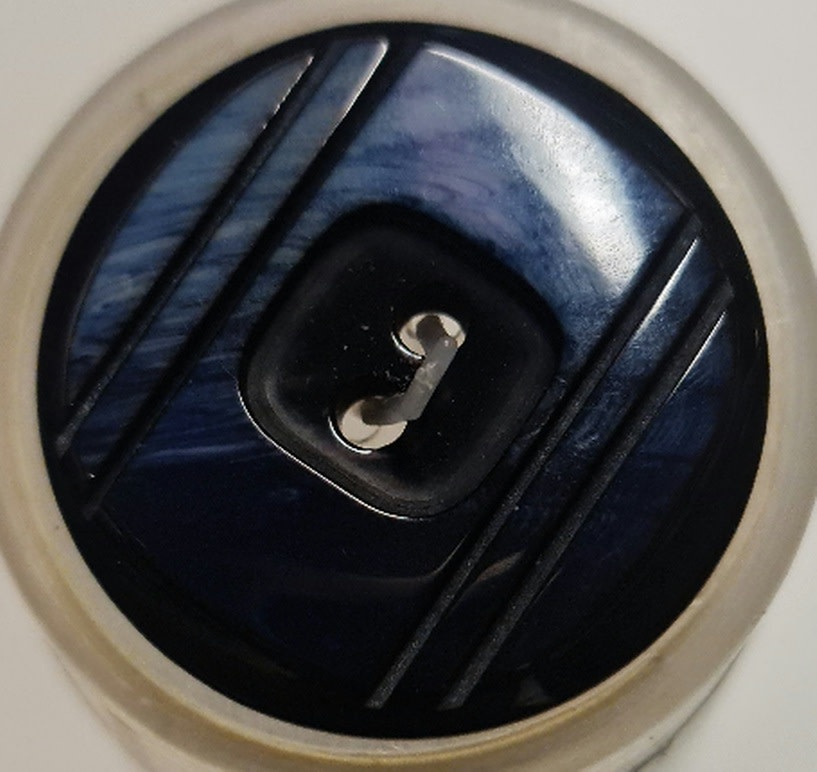 Knoop blauw zwart luxe glans 27mm