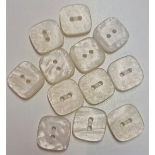 Knoop vierkant plastic gebroken wit glans 18mm