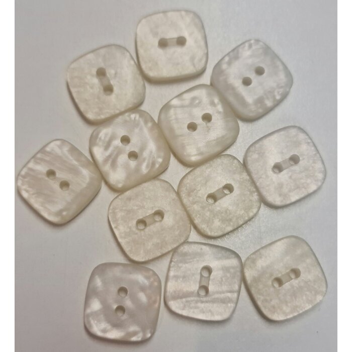 Knoop vierkant plastic gebroken wit glans 18mm