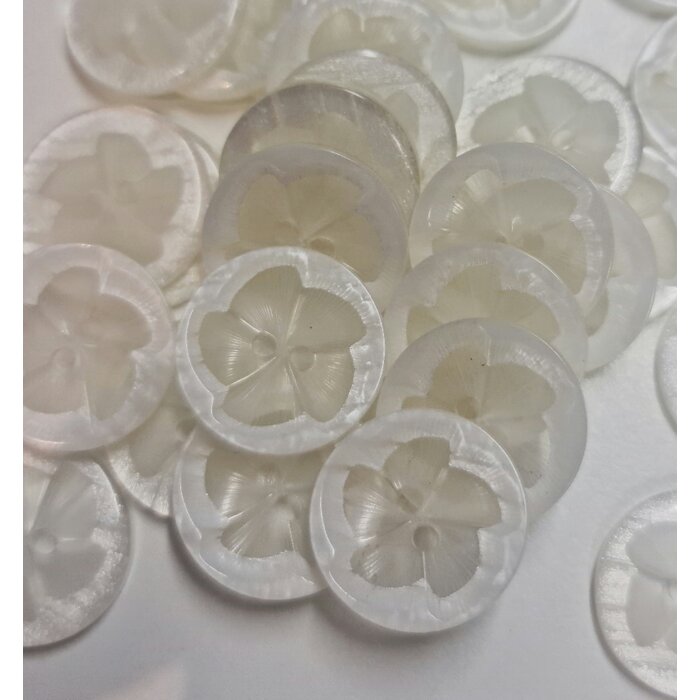 Knoop bloem melk wit transparant dun 20mm