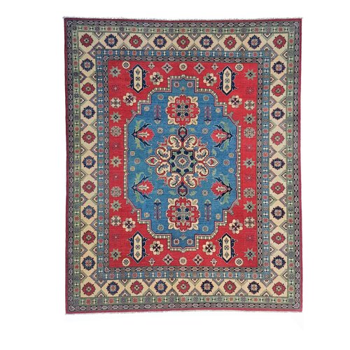 Hand knotted 9'7x 8' wool kazak area rug 297x249 cm Oriental carpet Hand knotted 9'7x 8' wool kazak area rug 297x249 cm Oriental carpet