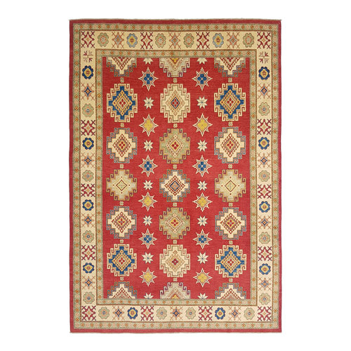 Hand knotted 12'x 9' wool kazak area rug 378x283 cm Oriental carpet Hand knotted 12'x 9' wool kazak area rug 378x283 cm Oriental carpet