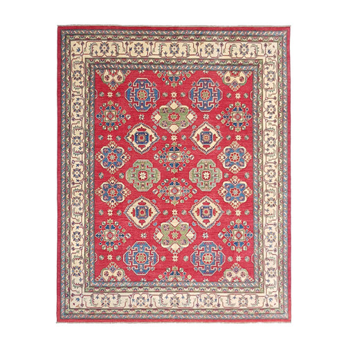 Hand knotted 9'10 x 7'11 wool kazak area rug 301x243 cm Oriental carpet Hand knotted 9'10 x 7'11 wool kazak area rug 301x243 cm Oriental carpet
