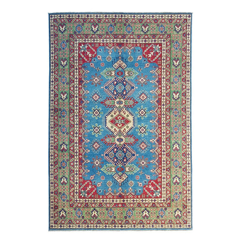 Hand knotted 9'6x 6'5 wool kazak area rug 295x200 cm Oriental carpet Hand knotted 9'6x 6'5 wool kazak area rug 295x200 cm Oriental carpet