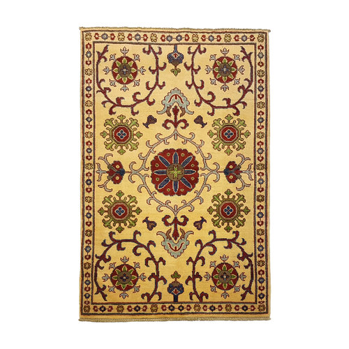 Traditional Wool Rug Tribal 4'95x3'11 Hand knotted carpet Royal kazak Traditional Wool Rug Tribal 4'95x3'11 Hand knotted carpet Royal kazak