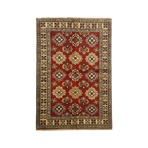 Geometric Tribal Wool Red Rug 4'69x3'34 Hand knotted carpet Royal kazak Geometric Tribal Wool Red Rug 4'69x3'34 Hand knotted carpet Royal kazak