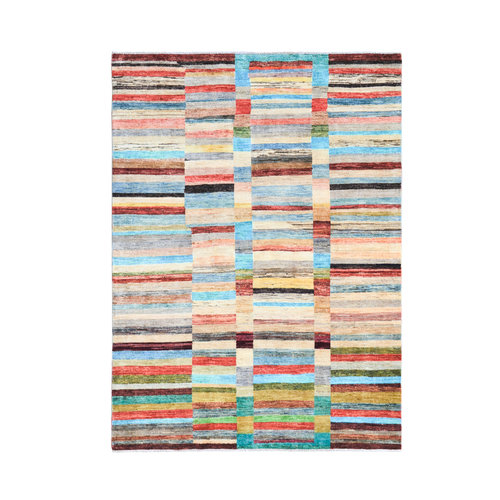 Handgeknüpft Modern Art Deco 231x170 cm Abstrakt Wolle Teppich multi Handgeknüpft Modern Art Deco 231x170 cm Abstrakt Wolle Teppich multi