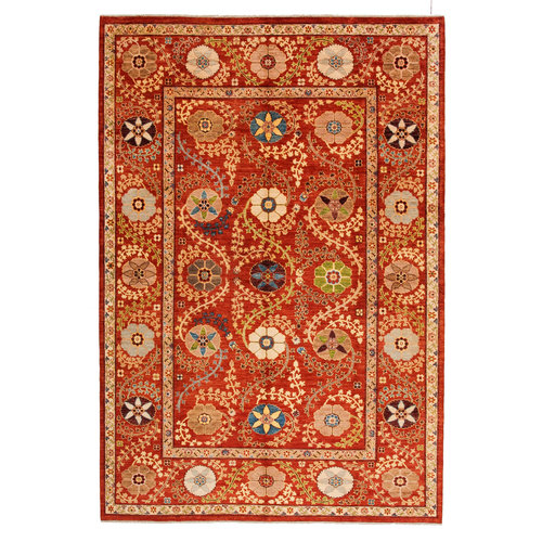 Hand knotted 9'9 x 6'7 Suzani Wool Rug 299x201 cm Oriental Carpet Hand knotted 9'9 x 6'7 Suzani Wool Rug 299x201 cm Oriental Carpet