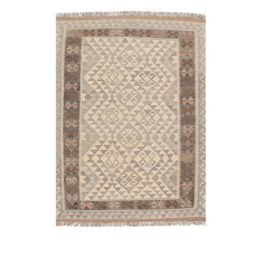 5'7x4' Handwoven Afghan Kilim Area Rug Neutral Color Wool Carpet 5'7x4' Handwoven Afghan Kilim Area Rug Neutral Color Wool Carpet