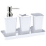 Boxbi Badkamer Accessoireset - 4 Delig - Zeepdispenser, Tandenborstelbeker en Beker - Wit