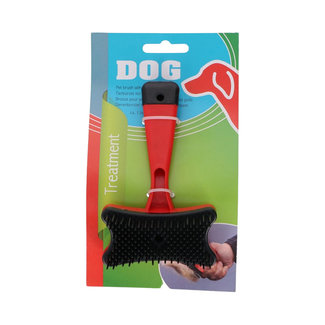 Pet Treatment Dierenborstel met Haarverwijderaar - 13x8 cm - Rood