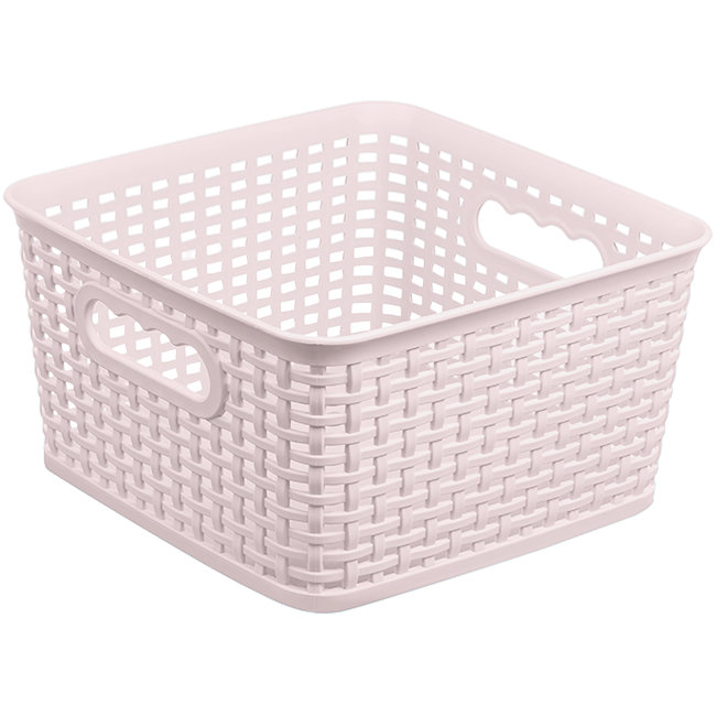 Opbergmand Rattan 4,5L - Mand - Vierkant - Lichtroze