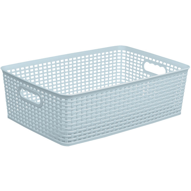 Opbergmand Rattan 12L - Mand - Rechthoek - Lichtblauw