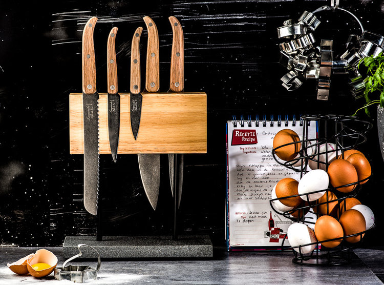 Accessoires Magnetisch Messenblok Eiken op Natuurstenen Voet