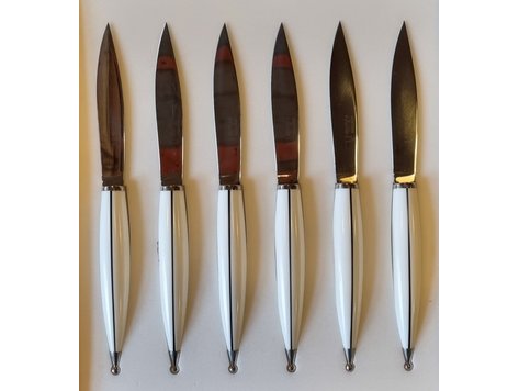 Nontron Nontron set van 6 tafelmessen Wit heft.