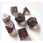 Chessex Chessex 7-Die set Translucent - Smoke/Red