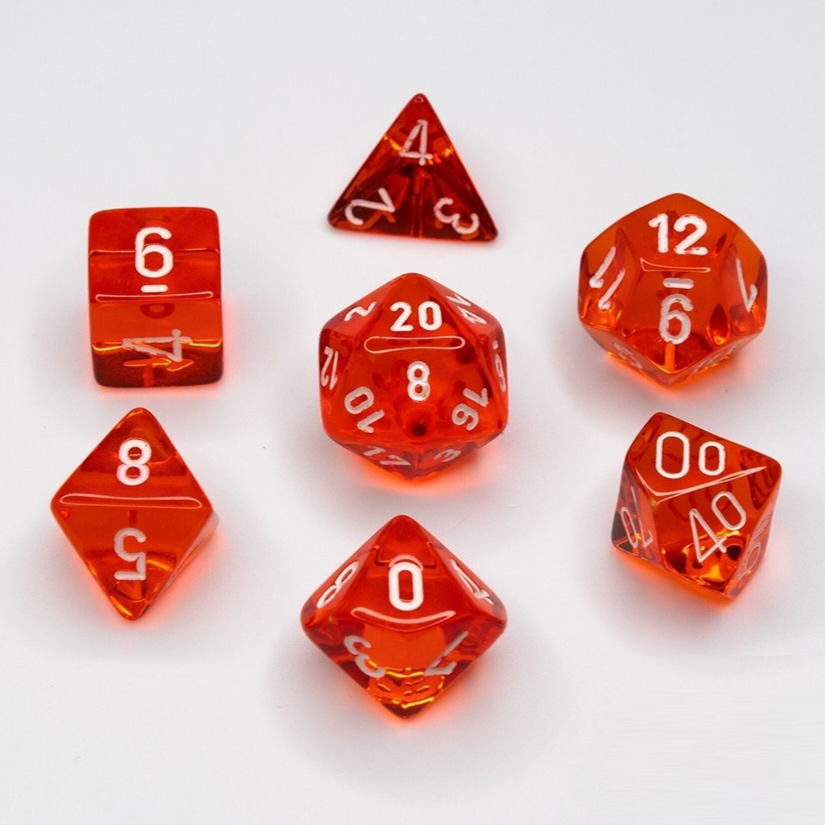 Chessex Chessex 7-Die set Translucent - Orange/White