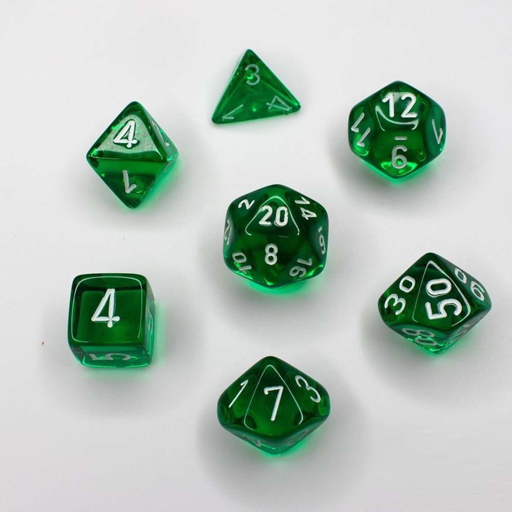 Chessex Chessex 7-Die set Translucent - Green/White