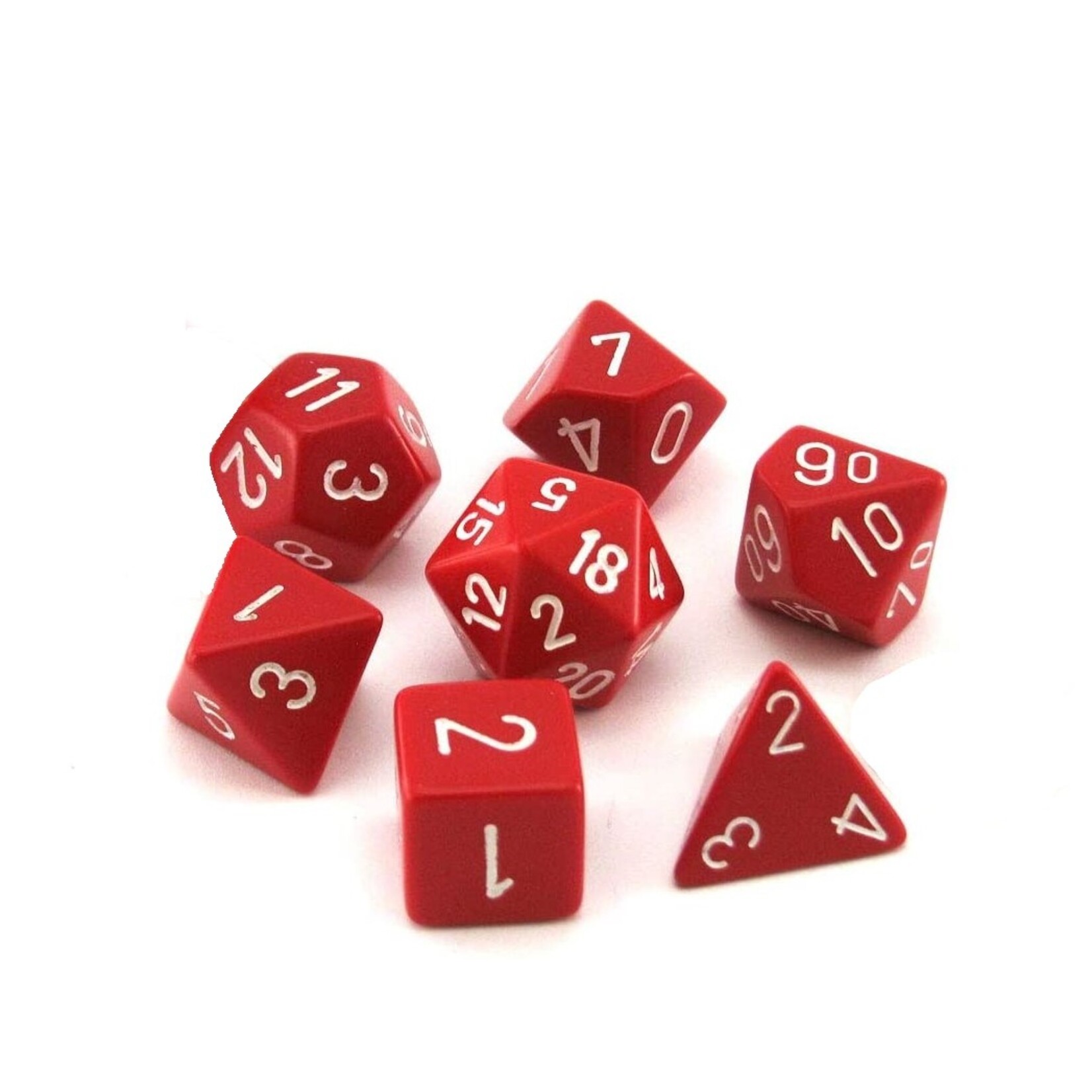 Chessex Chessex 7-Die set Opaque - Red/White