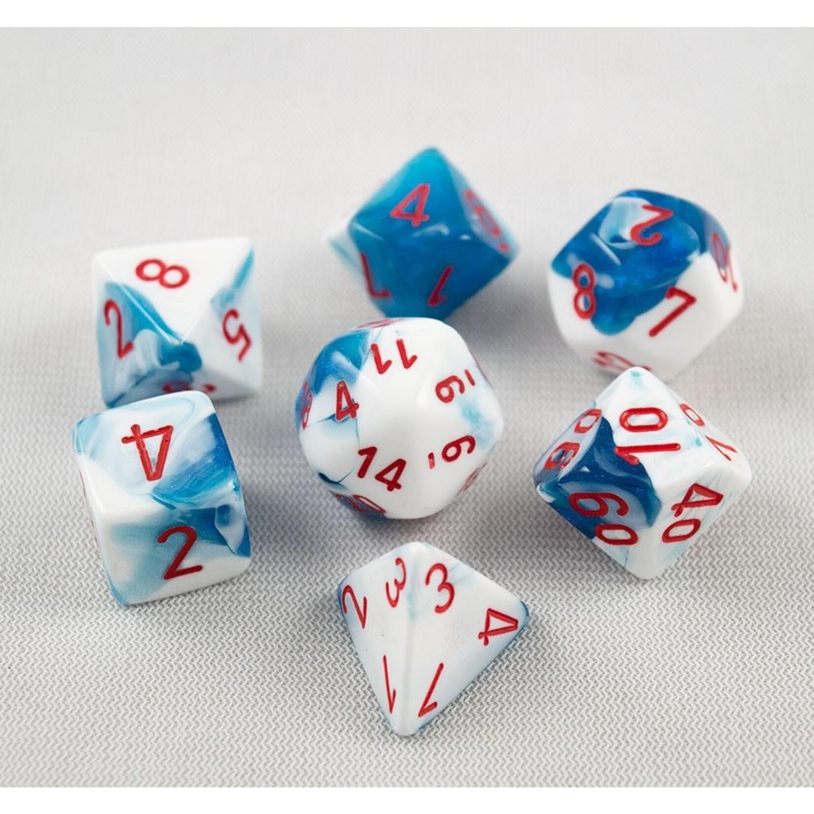 Chessex Chessex 7-Die set Gemini - Astral Blue-White/Red